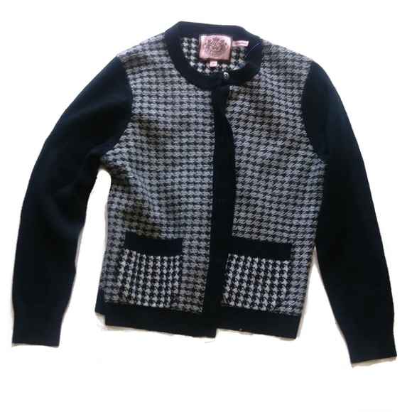 JUICY COUTURE HOUNDSTOOTH POCKET CARDIGAN SWEATER - Picture 2 of 6